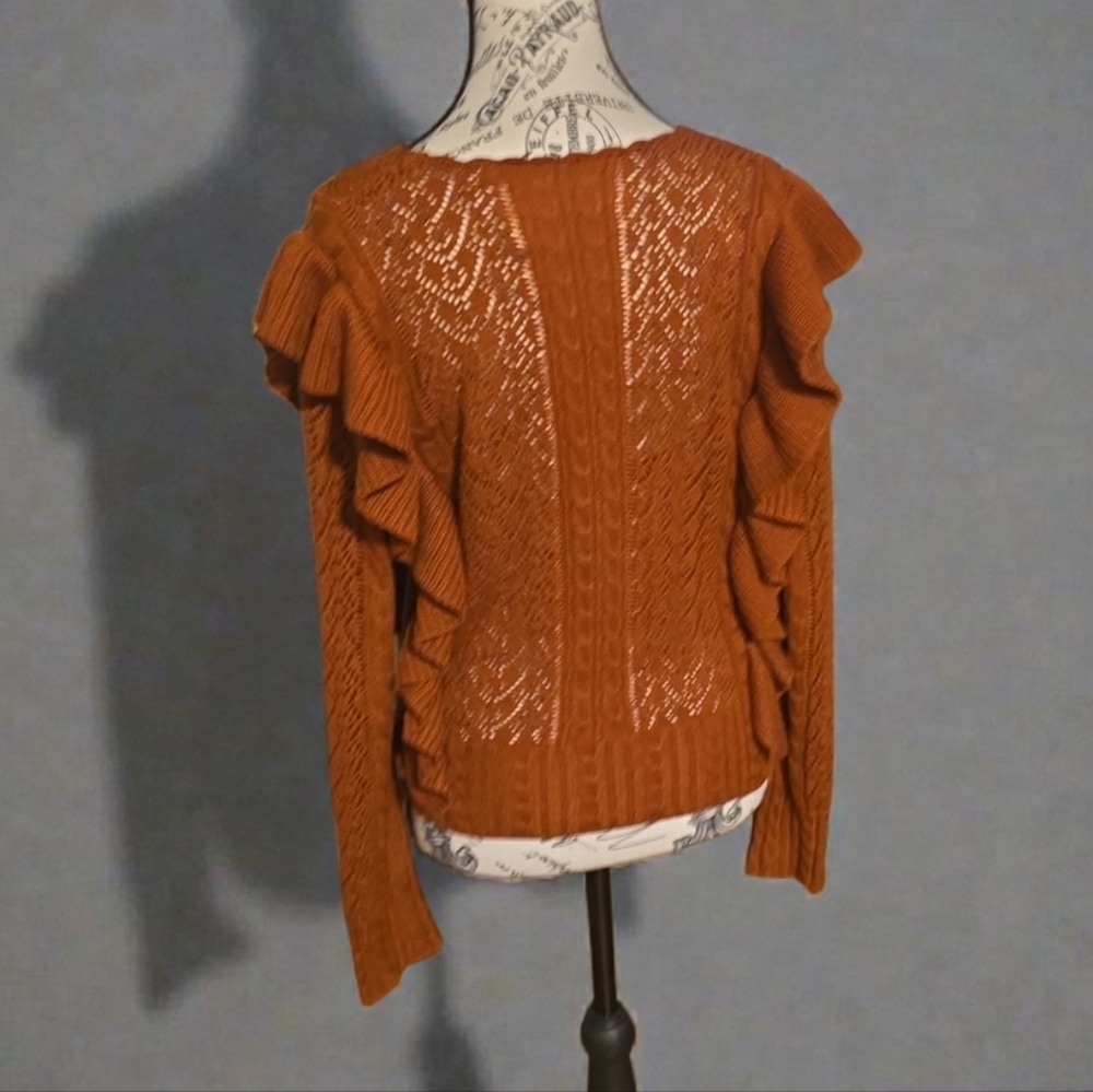 Chelsea & Violet Rust Ruffled Sweater - Picture 2 of 4